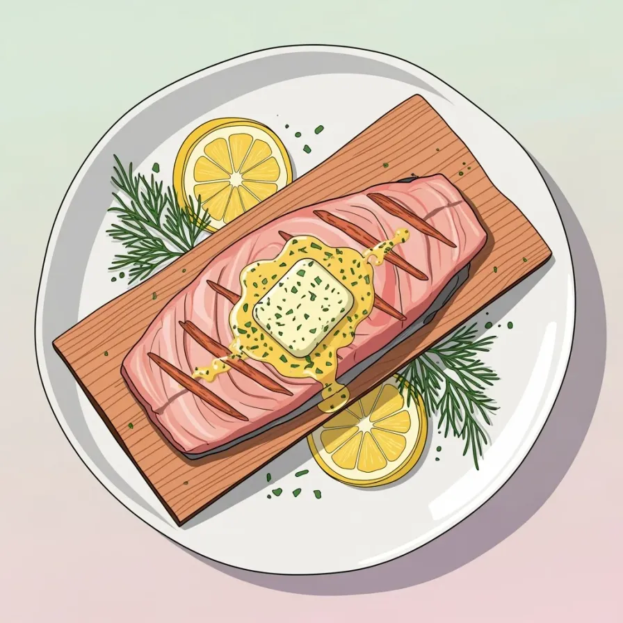 Cedar Plank Smoked Rainbow Trout with Lemon Herb Butter