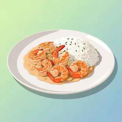 Creamy Garlic Prawns with Rice