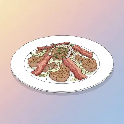 Pan-Fried Lamb's Fry with Bacon and Onions