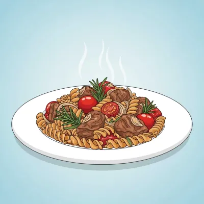 Savory Lamb Fusilli with Rosemary and Tomatoes
