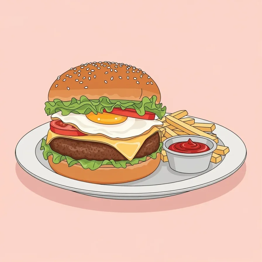 Works Burger with Fried Egg